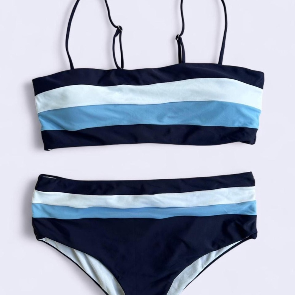 Blue and white striped bikini set In Size 12/XXL